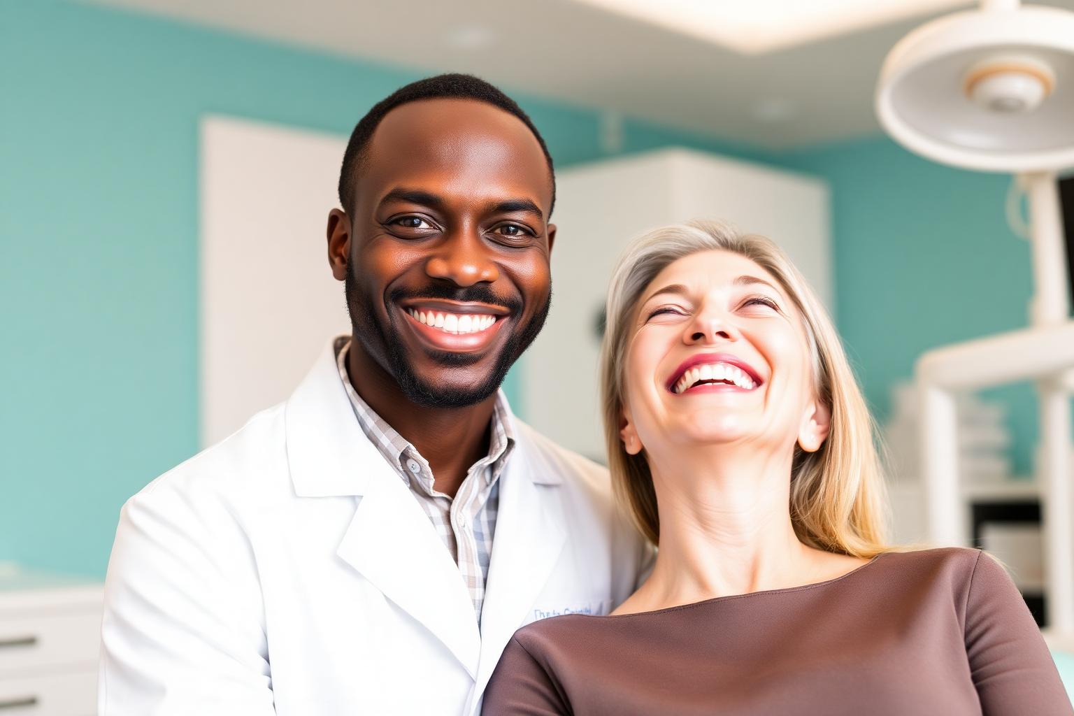 Dr. H Mtshali with a happy patient at FriendlyDentist in Sandton
